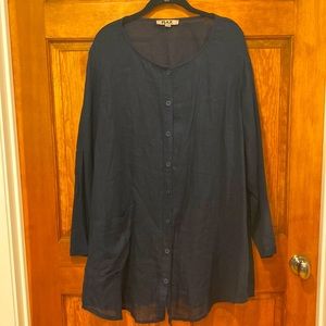 Flax linen button down tunic cover up plus size